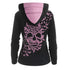 Black Friday Womens Butterflies Skull Hoodie Kangaroo Pocket Hooded Sweatshirt - menochic